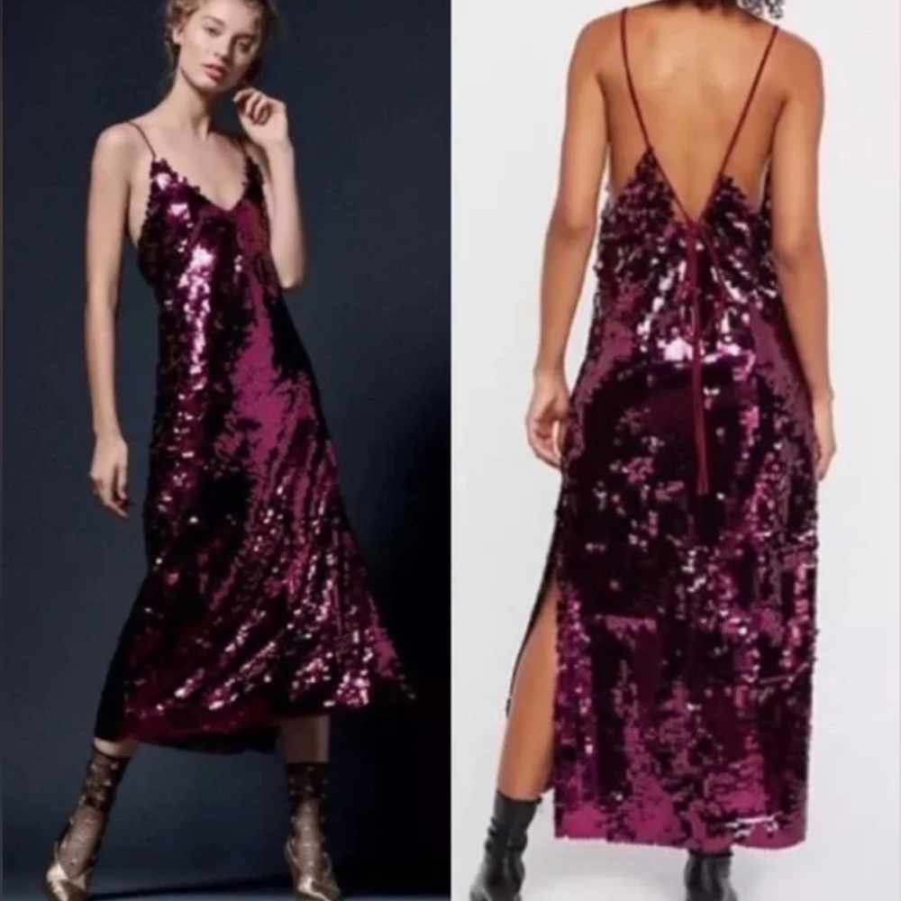 Free People Paillette Party Midi Slip Dress